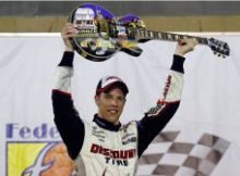 Brad Keselowski, driver of the No. 22 Discount Tire Dodge celebrates in victory lane after winning the NASCAR Nationwide Series Federated Auto Parts 300 at Nashville Superspeedway on Saturday in Lebanon, Tenn. Credit: John Sommers II/Getty Images for NASCAR
